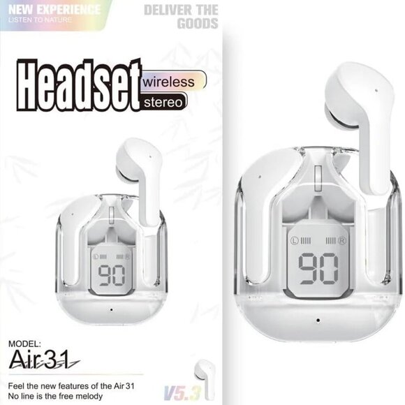 Headset TWS 5.3 Earbuds True Wireless Stereo Headphones in Ear Earphone White - Picture 4 of 8